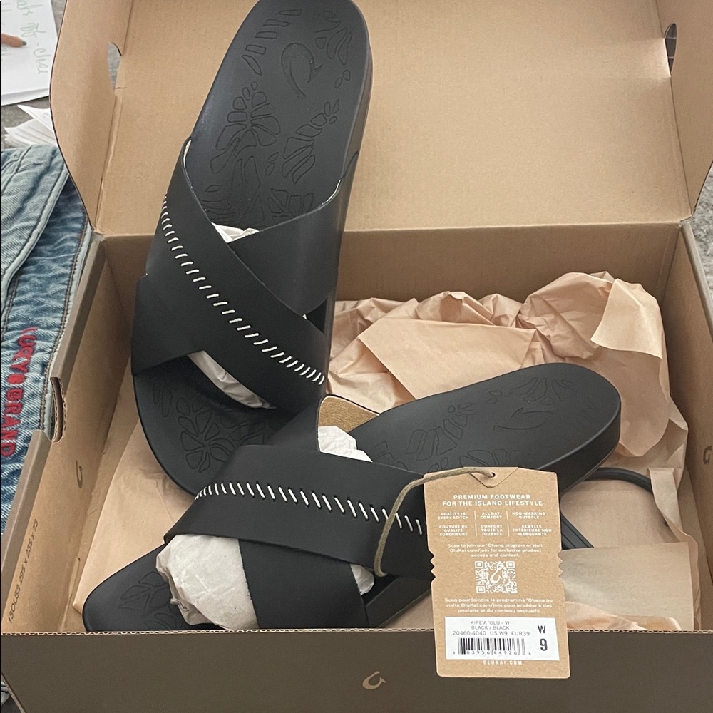 OluKai Black Slide Sandals